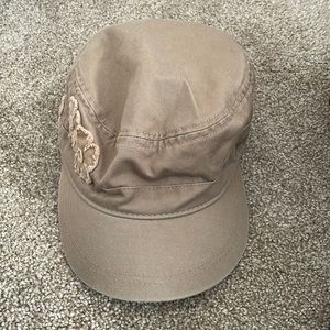 Life is good tan hat with flowers